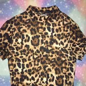 Cheetah print turtleneck bodysuit